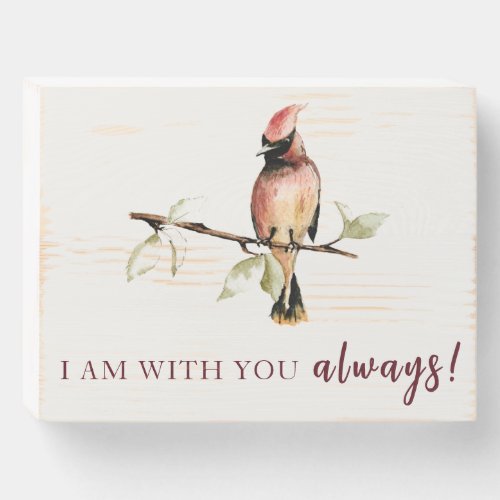 Sentimental I Am With You Always Red Cardinal Wooden Box Sign