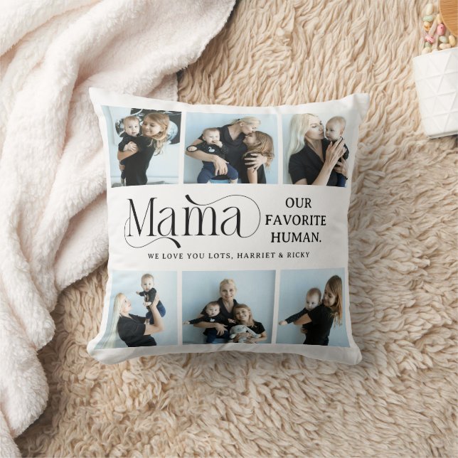 Sentimental Photo Collage Mama Keepsake  Throw Pillow (Blanket)