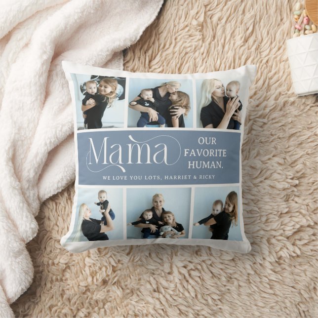Sentimental Photo Collage Mama Keepsake  Throw Pillow (Blanket)