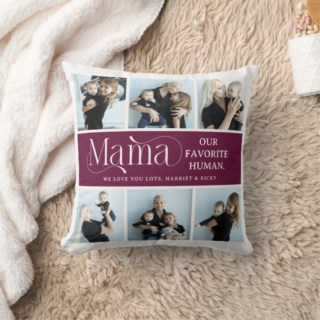 Sentimental Photo Collage Mama Keepsake  Throw Pillow (Blanket)