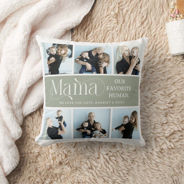 Sentimental Photo Collage Mama Keepsake  Throw Pillow (Blanket)