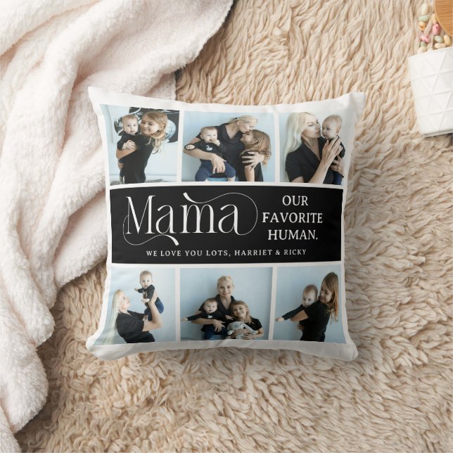 Sentimental Photo Collage Mama Keepsake  Throw Pillow (Blanket)