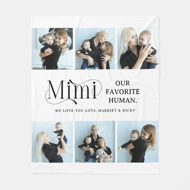 Sentimental Photo Collage Mimi Keepsake  Fleece Blanket (Front)