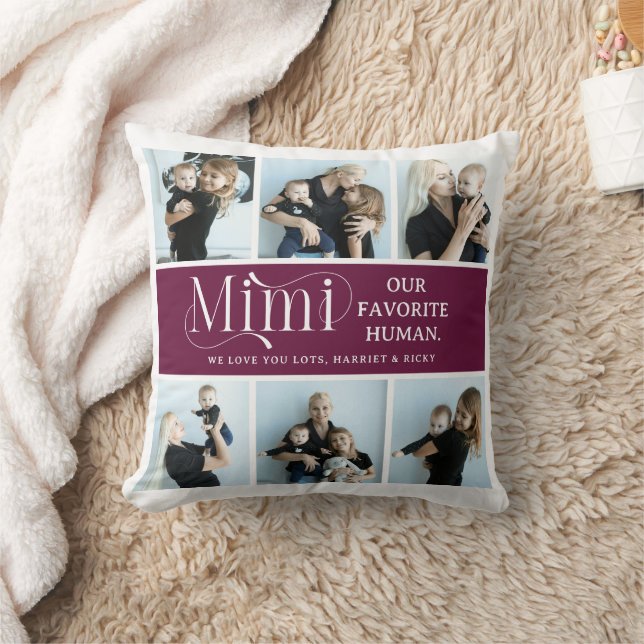 Sentimental Photo Collage Mimi Keepsake  Throw Pillow (Blanket)
