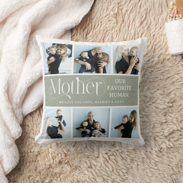 Sentimental Photo Collage Mom Keepsake  Throw Pillow (Blanket)