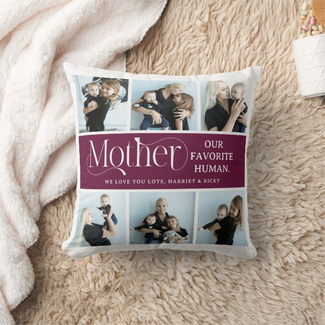 Sentimental Photo Collage Mom Keepsake  Throw Pillow (Blanket)