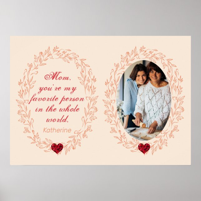 Sentimental Photo Keepsake Elegant Mothers Day Poster (Front)
