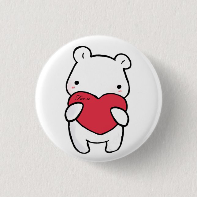 Sentimental polar bear pinback button (Front)