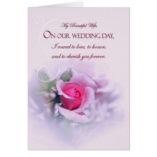 Sentimental Wife Wedding  Anniversary  Pink Rose  Card  