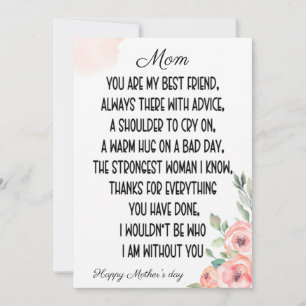 Sentimental words For Mom, Happy Mother's day Invitation