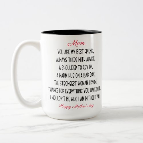 Sentimental words For Mom Happy Mothers day Two_Tone Coffee Mug
