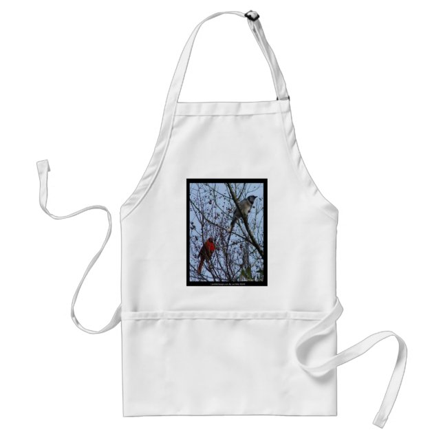 Sentinels Blue Jay and Cardinal by Lee Hiller Adult Apron (Front)