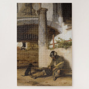 Sentry Guarding a Gate With his Pet Dog Jigsaw Puzzle