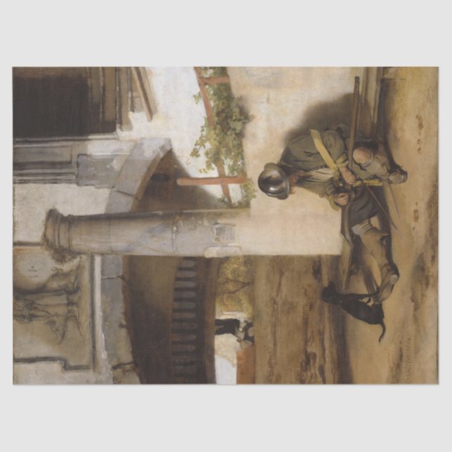 Sentry Guarding a Gate With his Pet Dog Tissue Paper (Front)