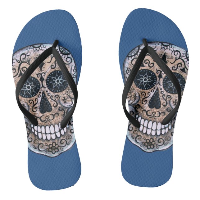 Senyor Calavera Dia de los Muertos Flip Flops (Footbed)