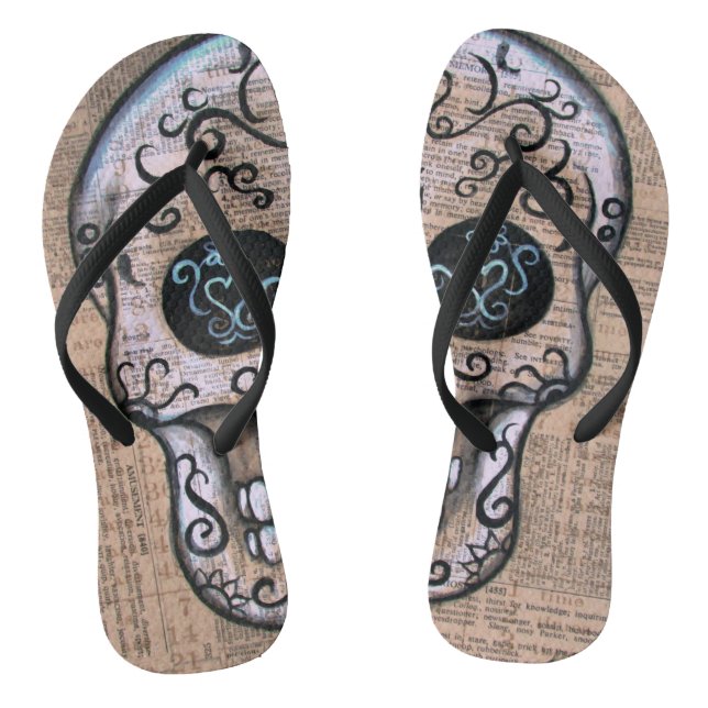 Senyor Calavera Dia de los Muertos Flip Flops (Footbed)