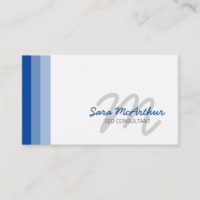 SEO Consultant Internet Skills Cursive Monogram Business Card (Front)
