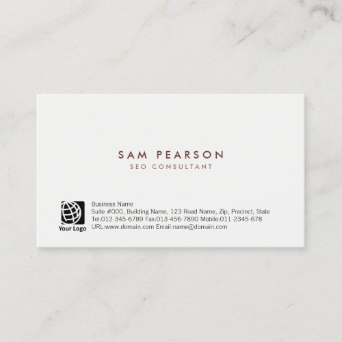 SEO Consultant Simple Minimal Business Card