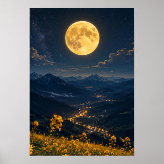 SEO Friendly TitleMystic Full Moon Mountain Valley Poster