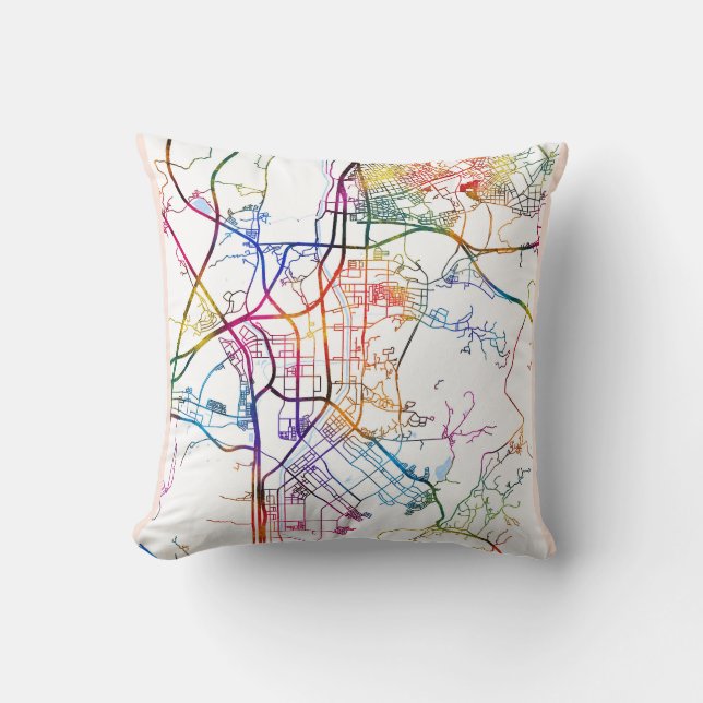  Seongnam-si South Korea City Map Throw Pillow (Front)