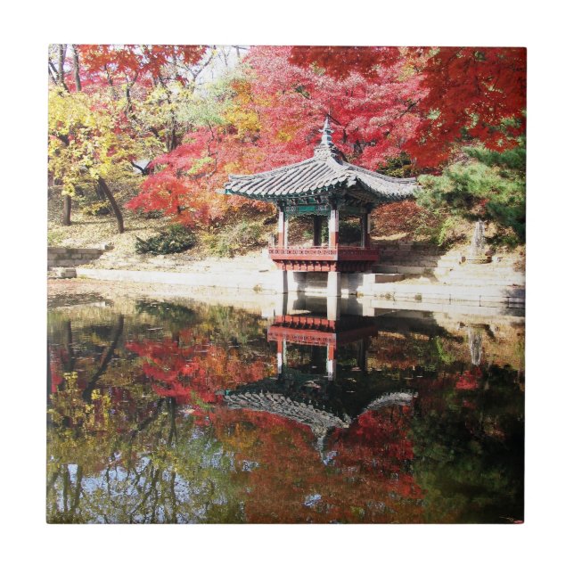 Seoul Autumn Japanese Garden Ceramic Tile (Front)