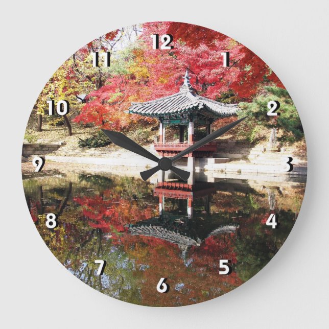 Seoul Autumn Japanese Garden Large Clock (Front)