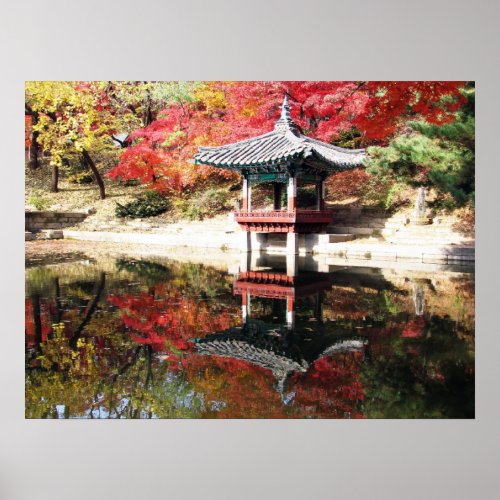 Seoul Autumn Japanese Garden Poster