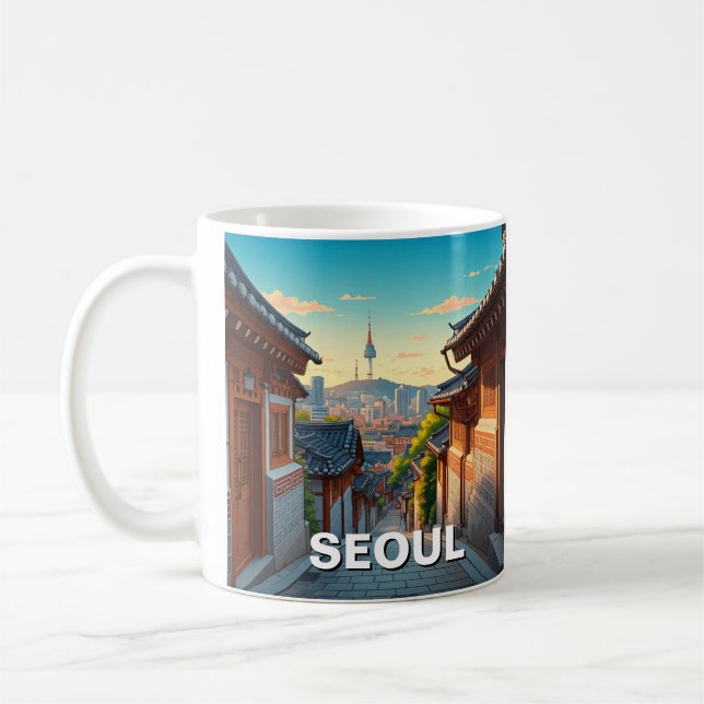 Seoul Bukchon South Korea Sunset Coffee Mug (Left)