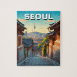 Seoul Bukchon South Korea Sunset Jigsaw Puzzle<br><div class="desc">Seoul is the capital of South Korea and a vibrant city with a rich history and culture. It is home to over 10 million people and is one of the most populous cities in the world. Seoul is a major economic and cultural center, and it is known for its modern...</div>