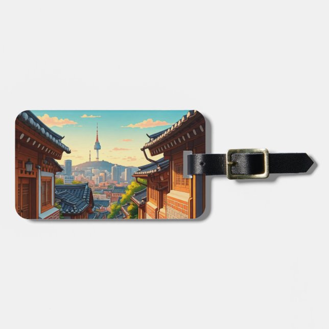 Seoul Bukchon South Korea Sunset Luggage Tag (Front Horizontal)