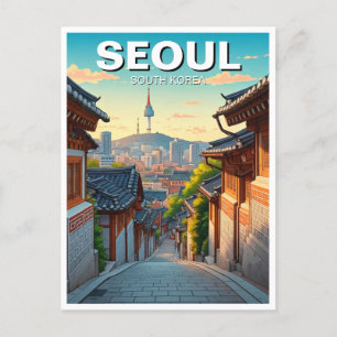 Seoul Bukchon South Korea Sunset Postcard