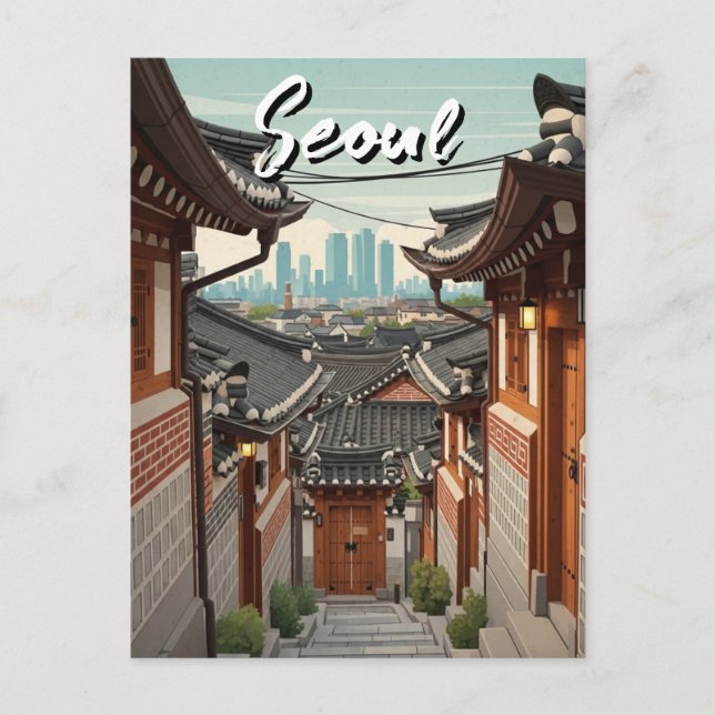 Seoul Bukchon South Korea Sunset Postcard (Front)