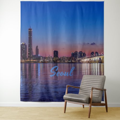 Seoul Capital of South Korea City Skyline Tapestry