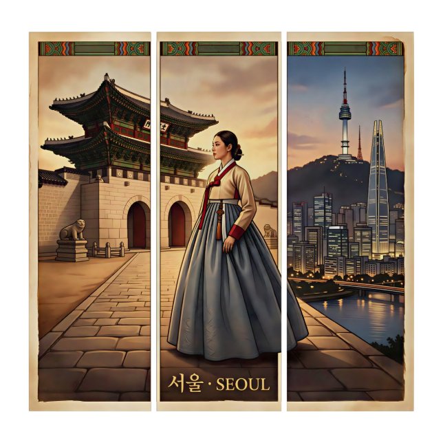 Seoul-Cinematic Korean Cityscape Triptych (Front)