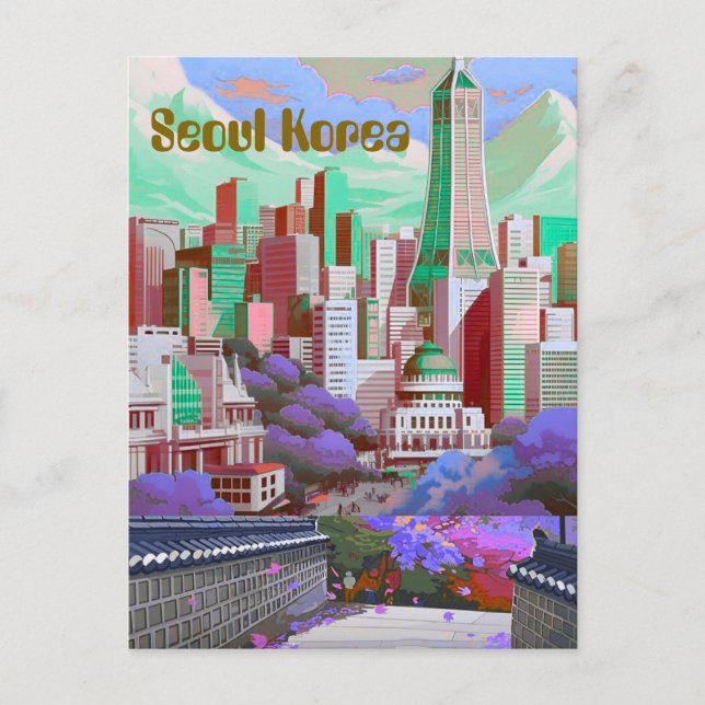 Seoul Korea Travel Postcard, Seoul Skyline, Korea  Postcard (Front)