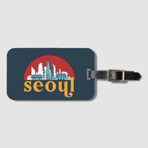 Seoul Korea Vintage City Skyline Cityscape Art Luggage Tag
