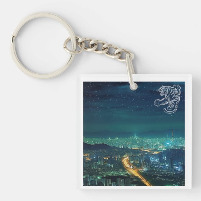 SEOUL landscape tiger Keychain (Front)