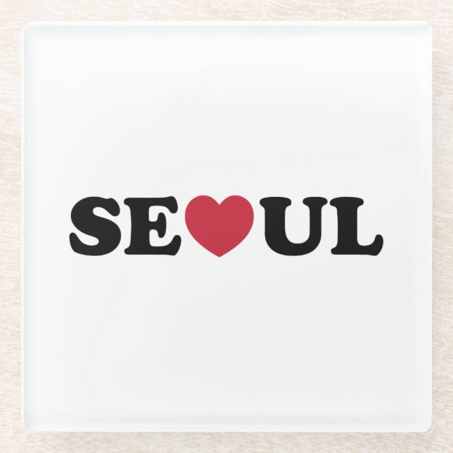 Seoul Love Heart Glass Coaster (Front)