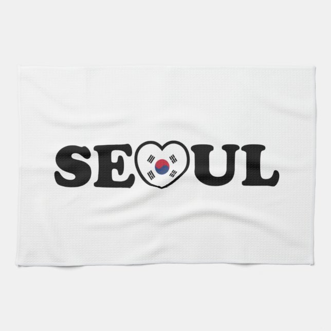 Seoul Love Heart Taegeukgi Flag Kitchen Towel (Horizontal)