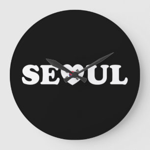 Seoul Love Heart Taegeukgi Flag Large Clock