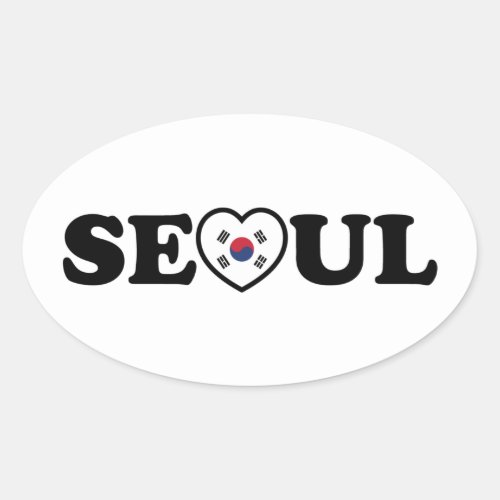 Seoul Love Heart Taegeukgi Flag Oval Sticker