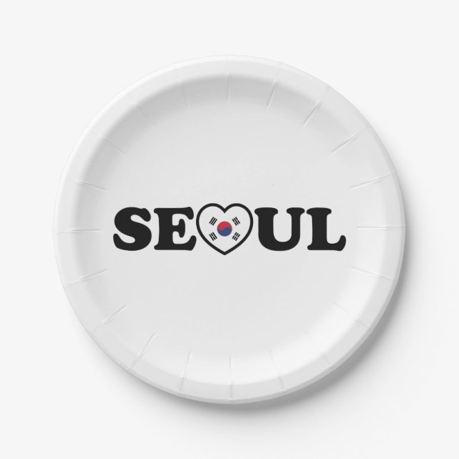 Seoul Love Heart Taegeukgi Flag Paper Plates (Front)