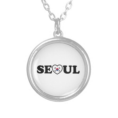 Seoul Love Heart Taegeukgi Flag Silver Plated Necklace