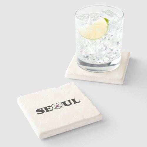 Seoul Love Heart Taegeukgi Flag Stone Coaster