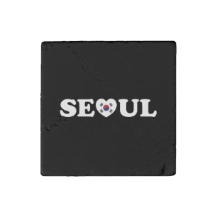 Seoul Love Heart Taegeukgi Flag Stone Magnet