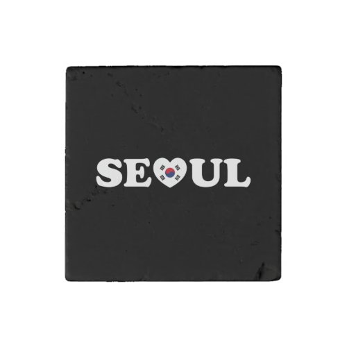 Seoul Love Heart Taegeukgi Flag Stone Magnet