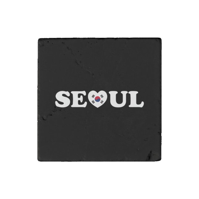 Seoul Love Heart Taegeukgi Flag Stone Magnet (Front)