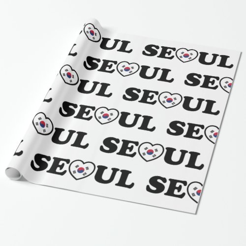 Seoul Love Heart Taegeukgi Flag Wrapping Paper