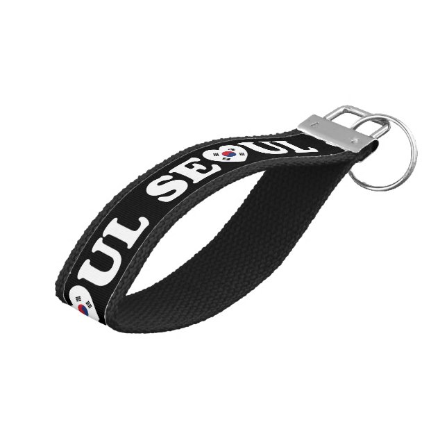 Seoul Love Heart Taegeukgi Flag Wrist Keychain (Angled Up)