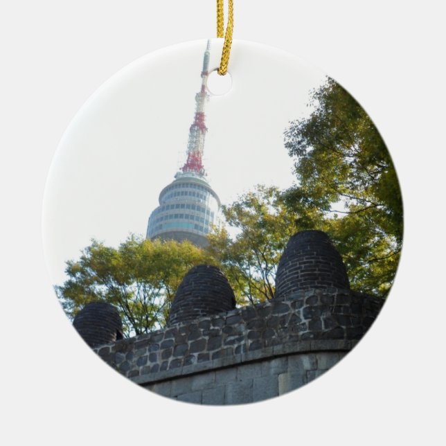 Seoul Namsan Tower through the Beacons Ceramic Ornament (Front)